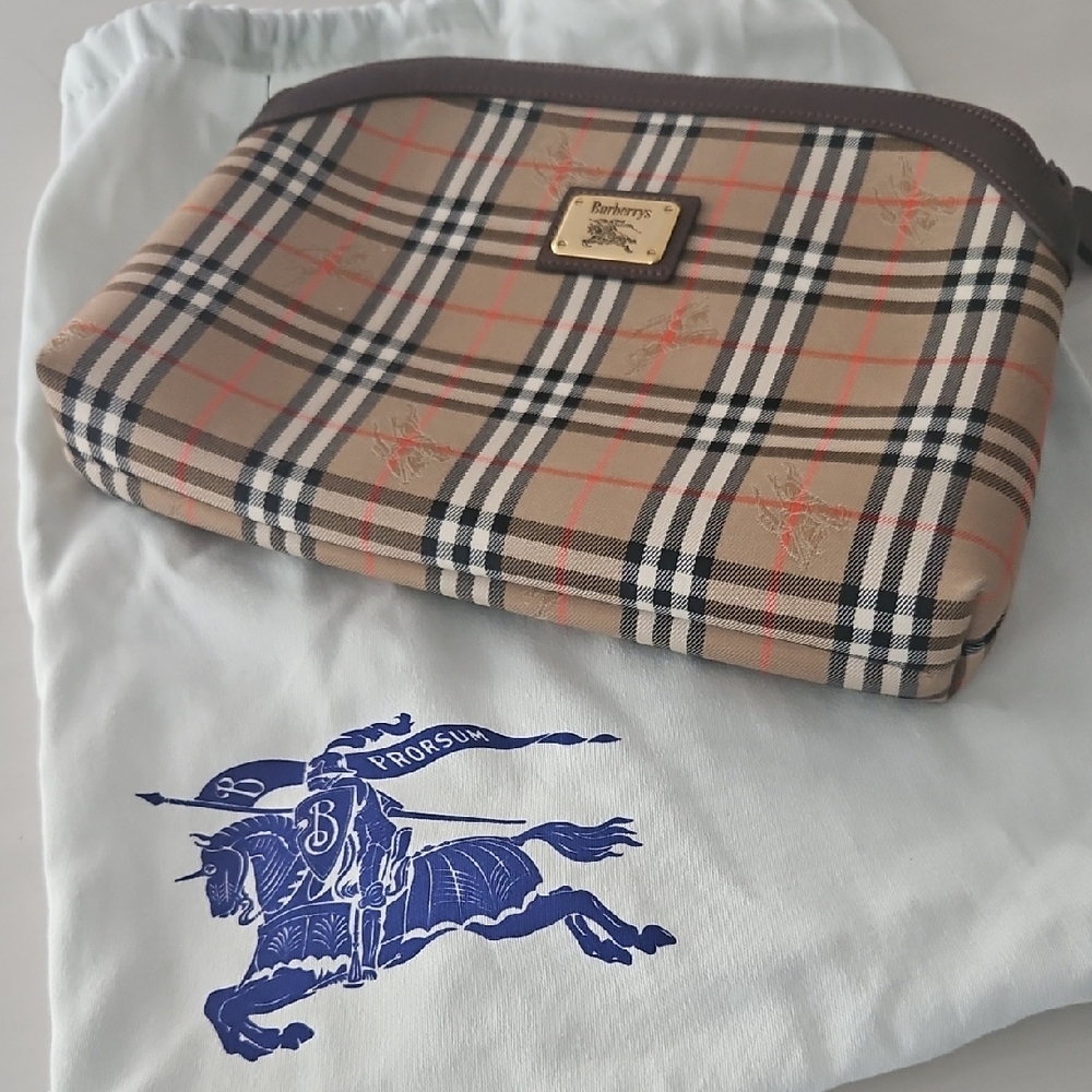 Burberry Tan Checkered Clutch